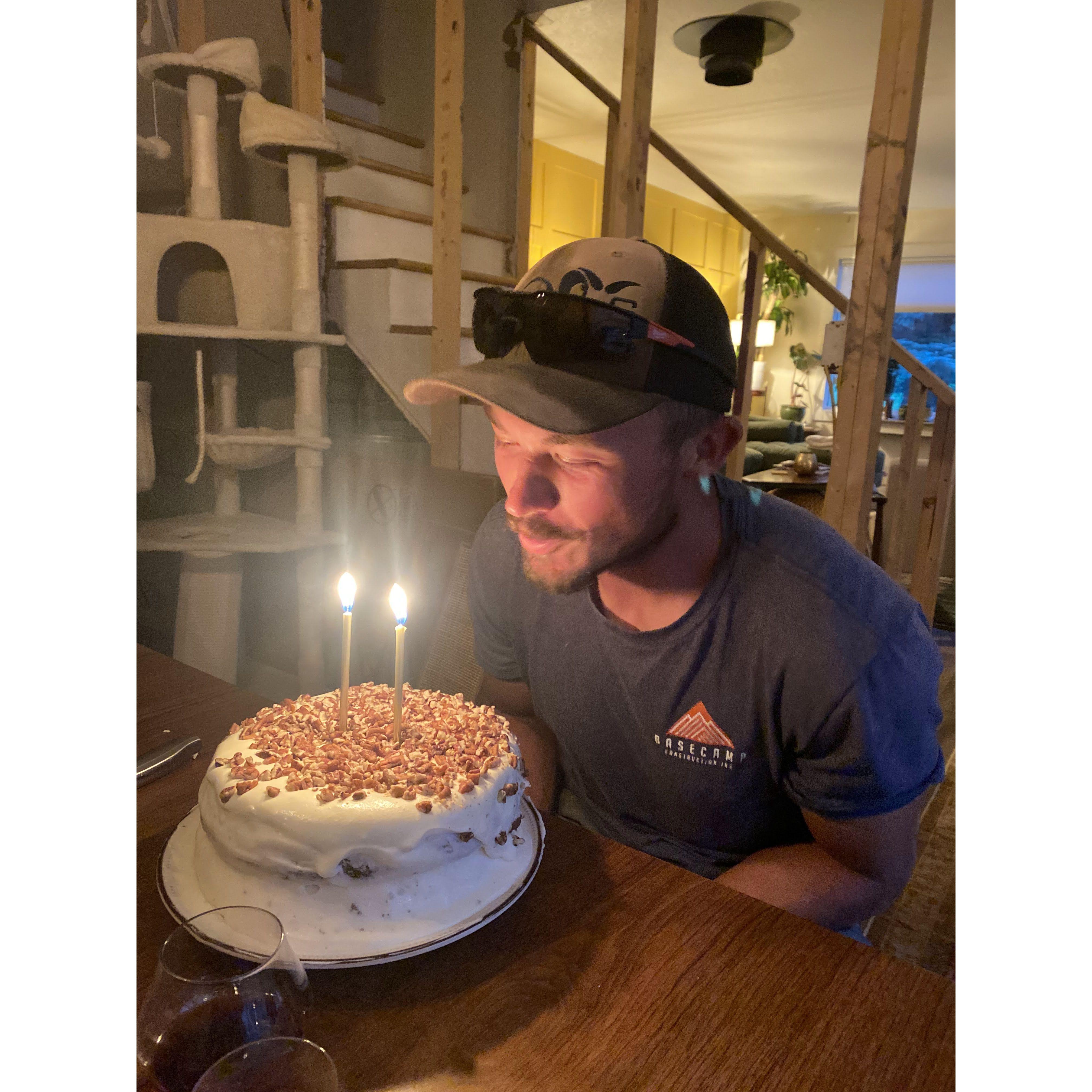 Spencers 28th birthday with Michele's specialty: carrot cake