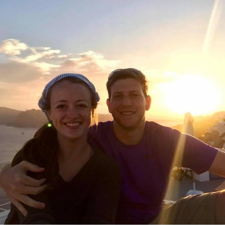 October 2018 - Enjoying an epic sunset on the roof of our hotel during our final night in Santorini.  Wine and gyros not pictured!