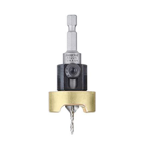 Amana Tool 55226 Carbide Tipped Countersink with No Burning and No Marring Adjustable Depth Stop with No-Thrust BB 3/8 D x 3/32 Drill D x 1/4 Inch Quick Release Hex SHK