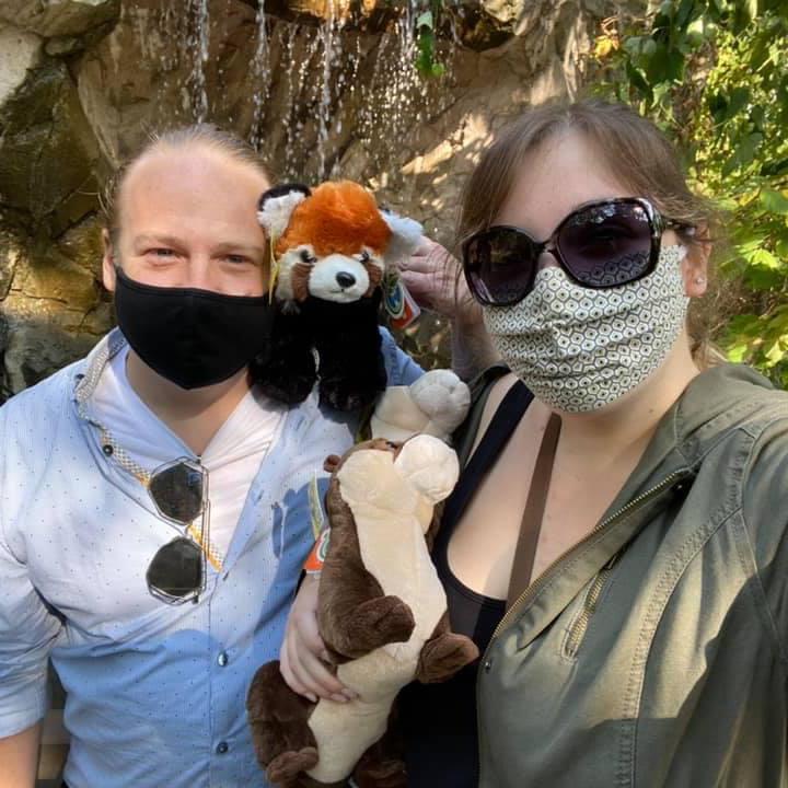 The bride and groom’s first vacation after COVID was to Rhode Island! They’re pictured here at the Roger Williams Park Zoo.