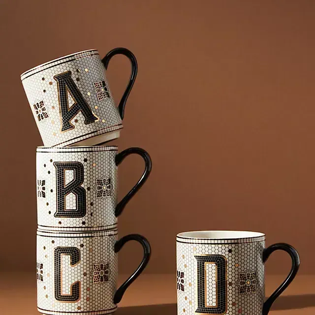 The Bistro Tile Stoneware Mug: Monogram Edition