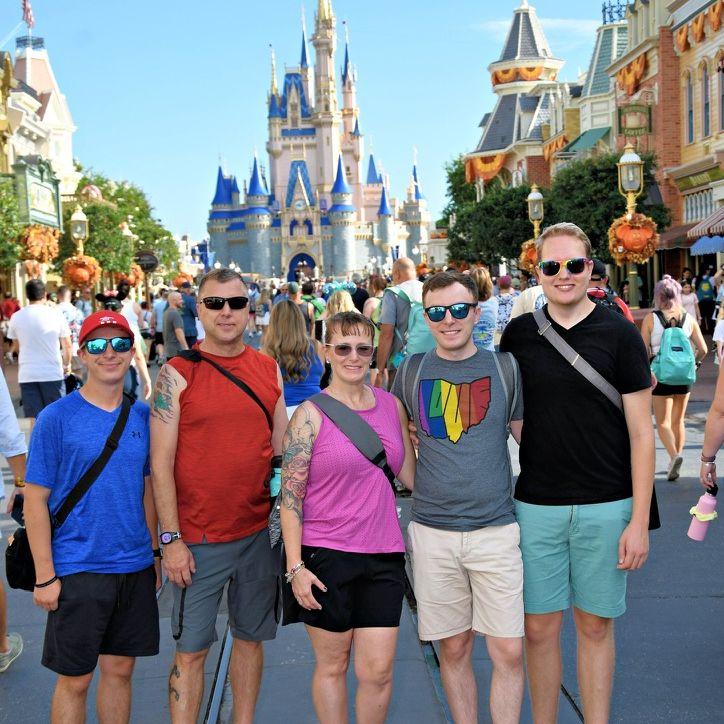 Disney with Trevor's family (2024).