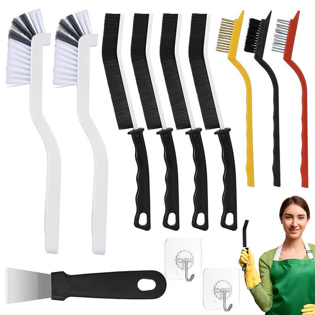Crevice Cleaning Brush,12 Pcs Cleaning Supplies Cleaning Brush Tools,Hard Bristle Cleaning Brushes for Household Use Bathroom Tiles Kitchen Corner,Sink,Teapot, Bottle,Blender Practical and Durable