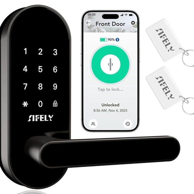 Keyless Entry Keypad Smart Door Lock with Handle & Knob – Digital Deadbolt for Front, Bedroom, Office & Interior Doors, App Control for Airbnb, Guests & Kids, Easy DIY Install (No Fingerprint)