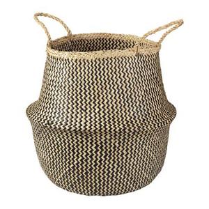 FLÅDIS Basket, seagrass, black