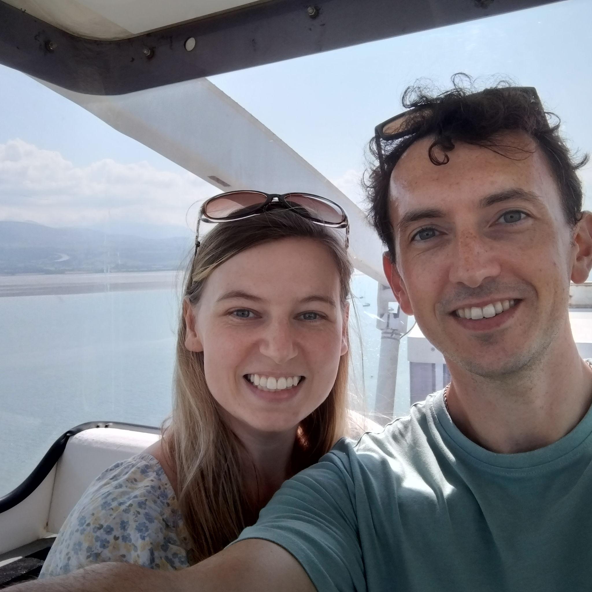 Up on the Ferris wheel.