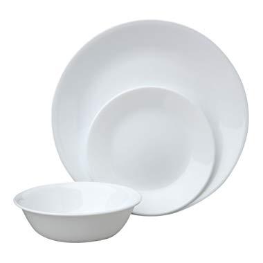 Corelle Livingware Piece Dinnerware Set, Winter Frost White , Service for 8 (24-Piece Set)
