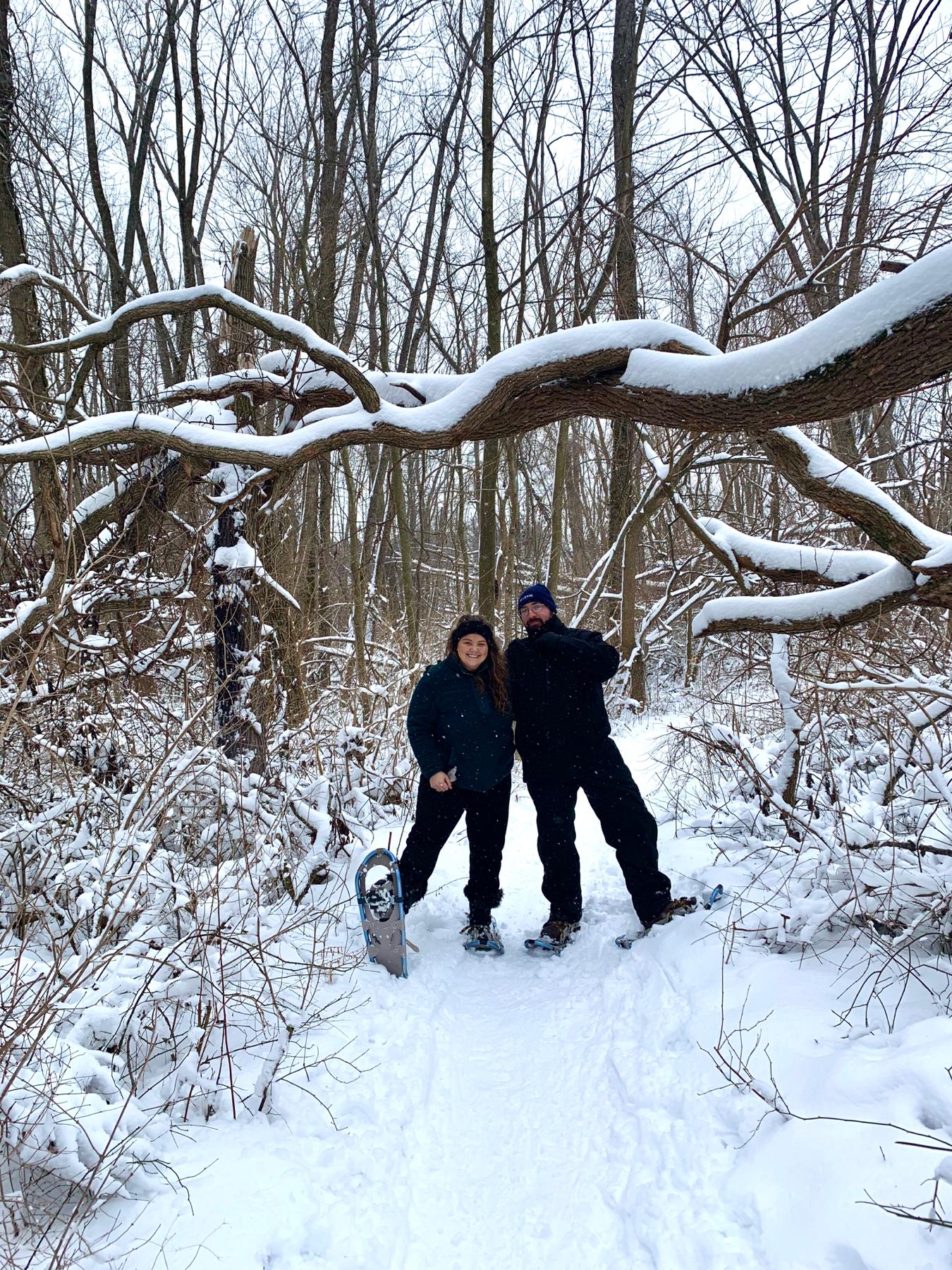 Ryan's first winter in Michigan.  Snowshoeing at Sarrett Nature Center.