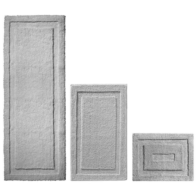 MetroDecor - mDesign Soft Microfiber Polyester Spa Rugs for Bathroom Vanity, Tub/Shower - Water Absorbent, Machine Washable - Includes Plush Non-Slip Rectangular Accent Rug Mats in 3 Sizes - Set of 3 - Gray