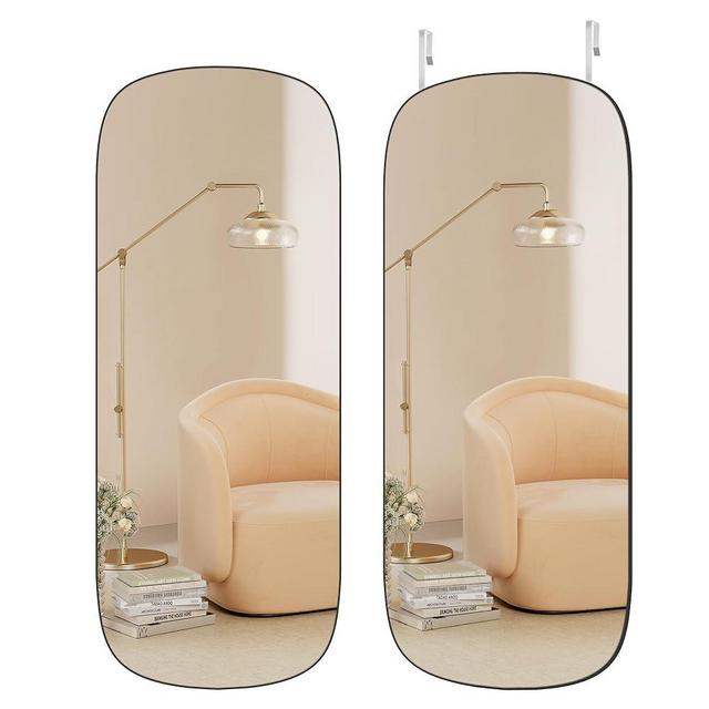 SONGMICS Mirror, Arched Wall Mirror Full Length, 47.2" x 18.5" Mirror for Wall Door, Frameless Glass Mirror Decor, for Bedroom Living Room Dressing Room, Black ULFM010B01