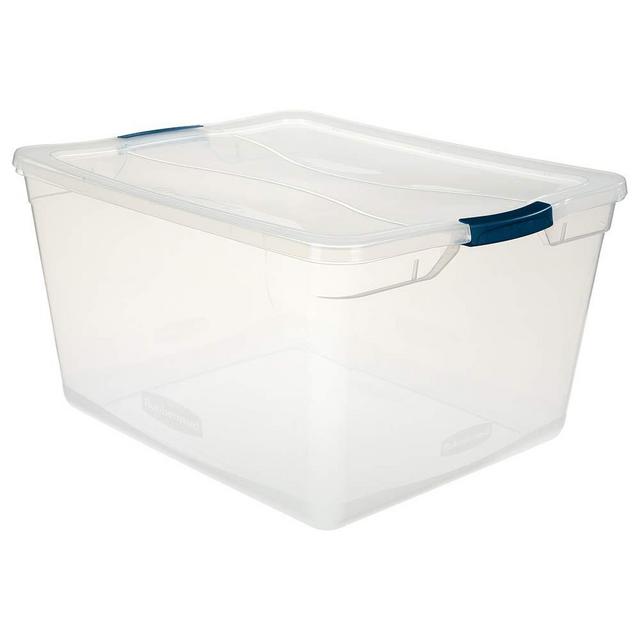 Rubbermaid Cleverstore Clear 71 QT Pack of 4 Stackable Large Storage Containers with Durable Latching Clear Lids