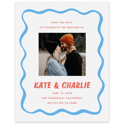 Blue Bordered Wedding Digital Save the Date - Key West Photo