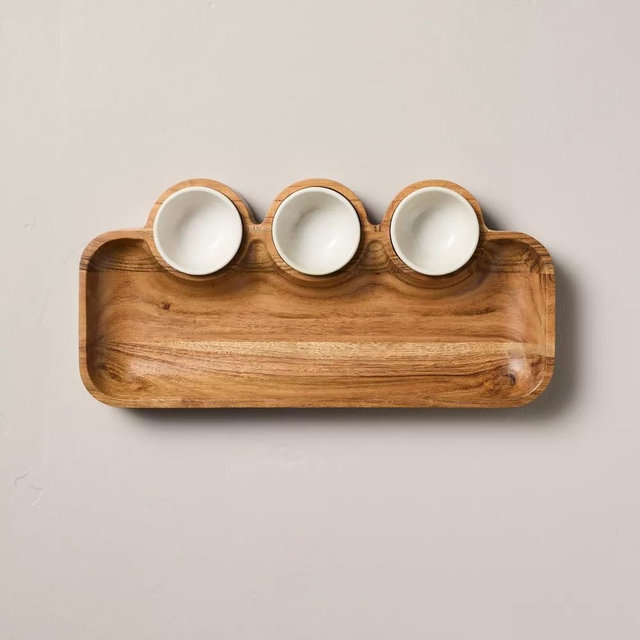 Hearth and Hand Wooden Dip Platter with Magnolia