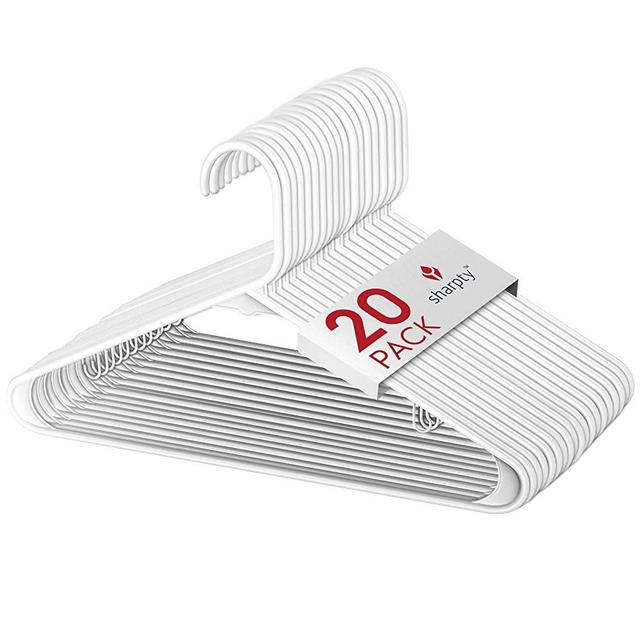 Sharpty Plastic Hangers Clothing Hangers Ideal for Everyday Standard Use (White, 20 Pack)