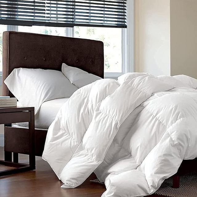 Luxurious Palatial King / Super King 120" x 98" Siberian Goose Down Comforter, 1200 Thread Count 100% Egyptian Cotton Duvet, 80 oz. Fill Weight, White Solid