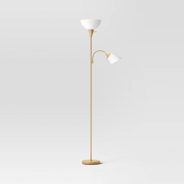 Torchiere with Task Light Floor Lamp Gold - Room Essentials™