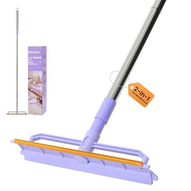 Pawlico Carpet Rake 2 in1 Pet Hair Removal, 59” Adjustable Long Handle Carpet Scraper for Cat Dog Hair Deep Cleaner, Reusable Cleaner Tool for Rugs, Mats, Couch, Sofas, Floor, Car Seats