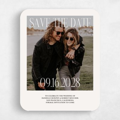 Beige Rounded Wedding Save the Date - Jaden Photo