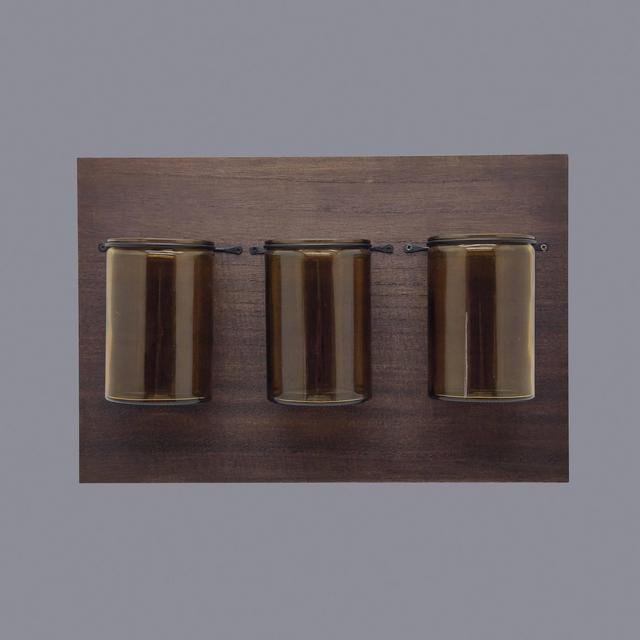 15" x 10" Medium Warm Wooden Plaque with Metal Mason Jars Brown - Threshold™