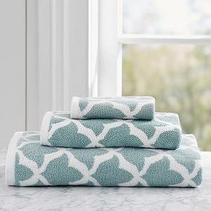 Marlo Jacquard Organic Cotton 600-gram Weight Bath Towel, Dark Porcelain Blue