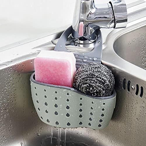 Sink Caddy Sponge Holder Soap Holder, kathson Green Plastic Saddle Faucet Caddy Desk Organizer Pen Holder