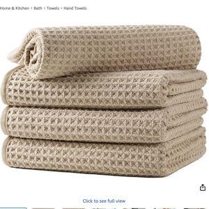 Microfiber Waffle Hand Towels, 4 Pieces (Beige)
