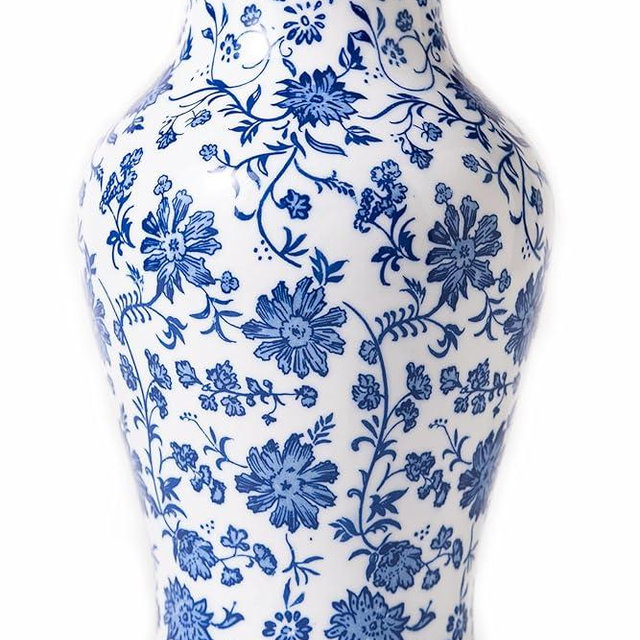 GaLouRo Blue and White Porcelain Décor, Blue and White Vase, Blue Vase, Chinoiserie Vase, Blue and White Ginger Jar Vase for Home Decor,Flower Vase,11" H