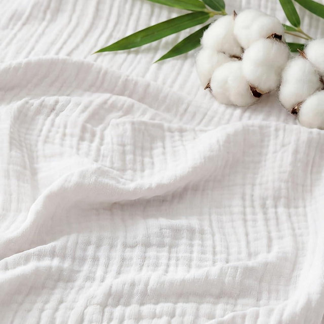 Bedsure Cooling Muslin Blanket King Size, 4-Layer Summer Gauze Blanket for Adults, 55% Rayon Derived from Bamboo & 45% Cotton, Breathable Lightweight Soft for Hot Sleepers, White, 104x90 Inches