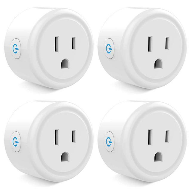 Mini Smart Plug,WiFi Socket Works with Alexa and Google Home,Plug-in Outlet Remote Control and Timer Function, ETL FCC Listed, No Hub Required,2.4G Wi-Fi Only,10A 1200W,4-Pack,White