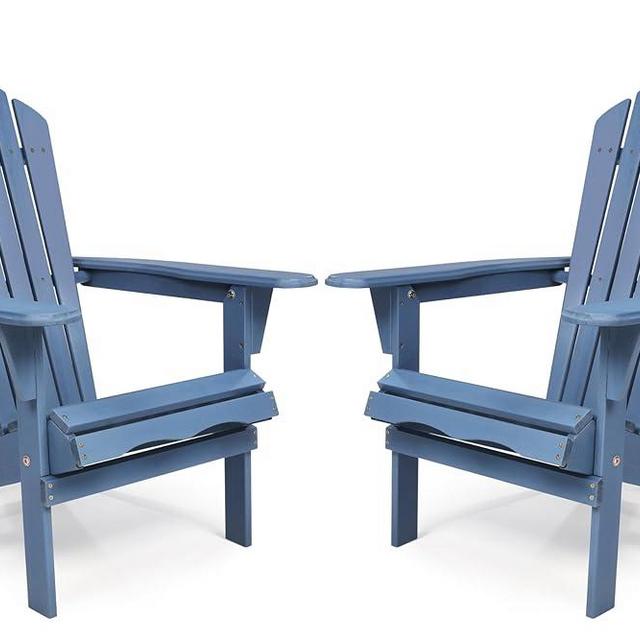 Outdoor Wooden Folding Adirondack Chair Set of 2 with Pre-Assembled BackRest, Wood Patio Chair for Garden Backyard Porch Pool Deck Firepit