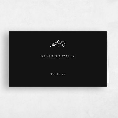 Black Wedding Place Card - Marnina