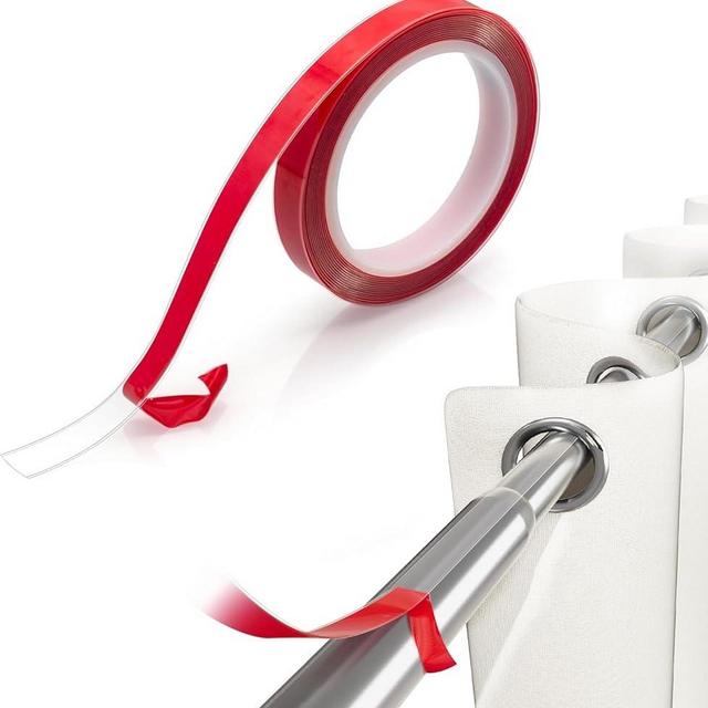 Koxuky 14.5ft Curtain Rod Tape, Clear Curtain Ring Slide Curtain Tape Curtain Spacers Curtain Accessories, Smooth and Silent Curtain Rod Slide Curtain Tape for Curtain Rings Drapery Ring Slide Tape