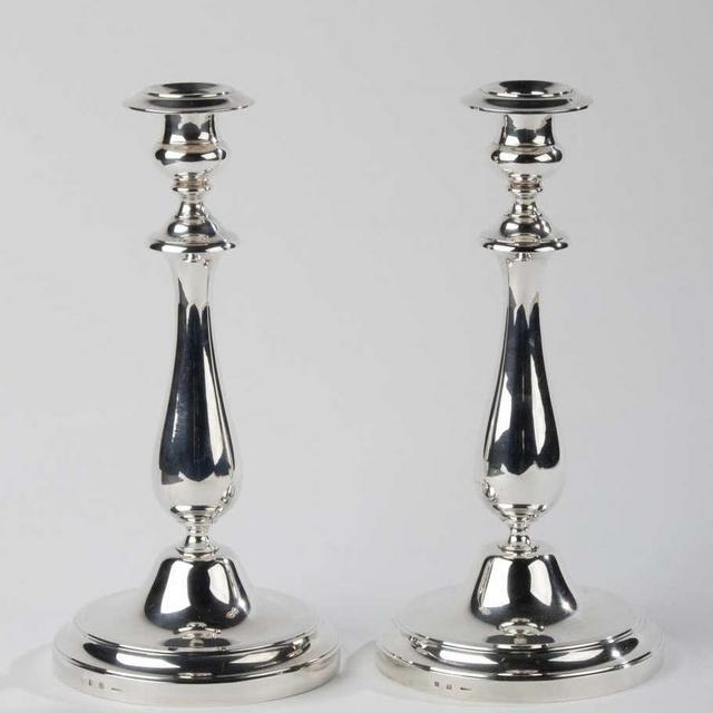 A Pair of Modern Classic Silver Plated Candlesticks made by Christofle France