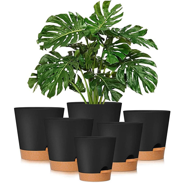 Plant Pots 8/7/6.5/6/5.5/5 Inch GARDIFE Self Watering Planters with Drainage Hole, Plastic Flower Pots, Planters for All House Plants, Succulents,Snake Plant, African Violet, Flowers, and Cactus