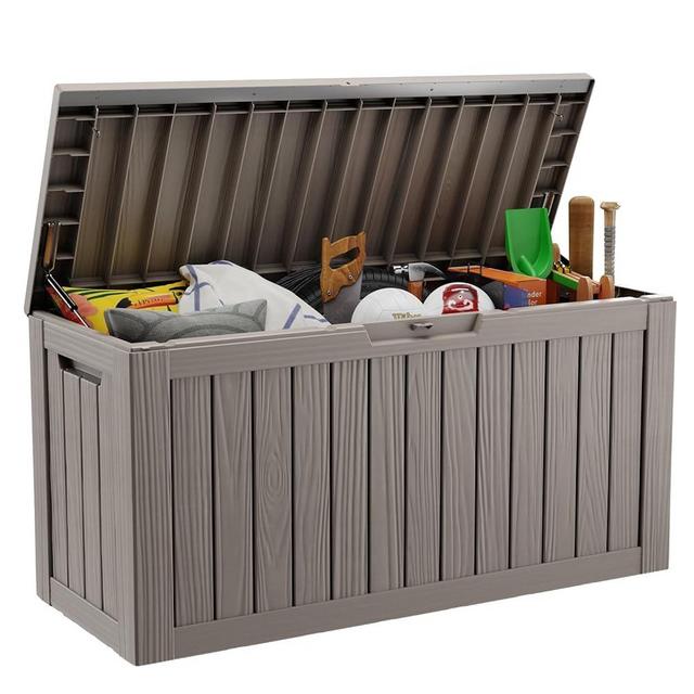 DRATO 80 Gallon Large Deck Box, Outdoor Storage Box for Patio Furniture, Patio Cushions, Gardening Tools, Pool Supplies 480lbs Weight Capacity,Waterproof Resin Storage Boxes (Black) (Grey)