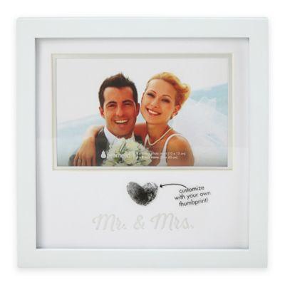Pearhead® 4-Inch x 6-Inch "Mr. & Mrs." Wedding Thumbprint Frame in White