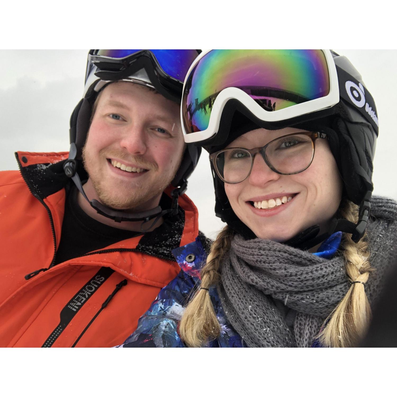 David teaching Colleen how to ski