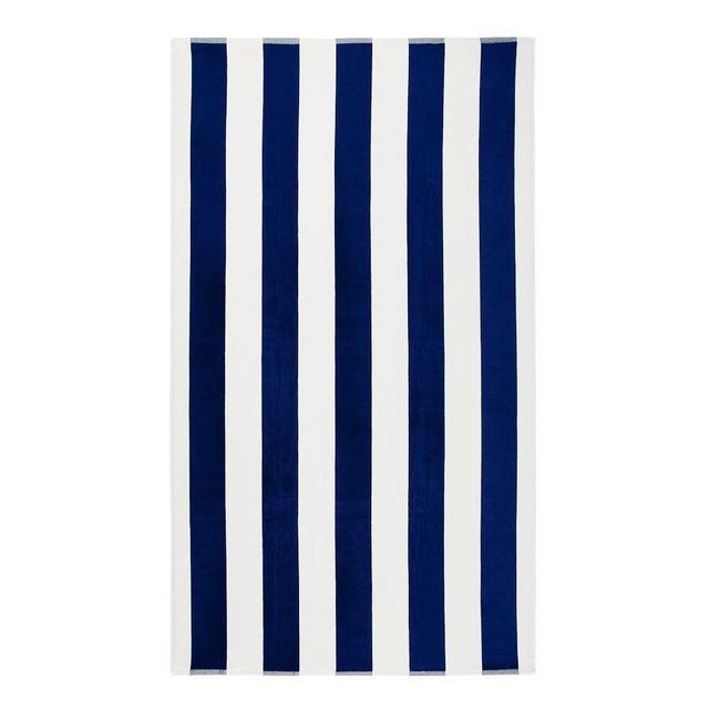 Navy Classic Awning Striped Organic Beach Towel