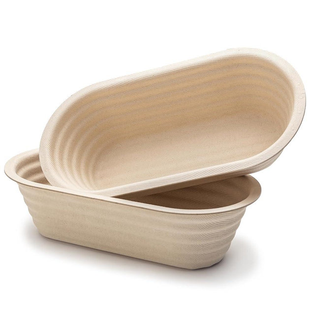 Brod & Taylor Banneton Batard 10” Proofing Basket for Sourdough & Artisan Bread Baking – Stackable, Made From Bamboo & Sugarcane Pulp (2-Pack)