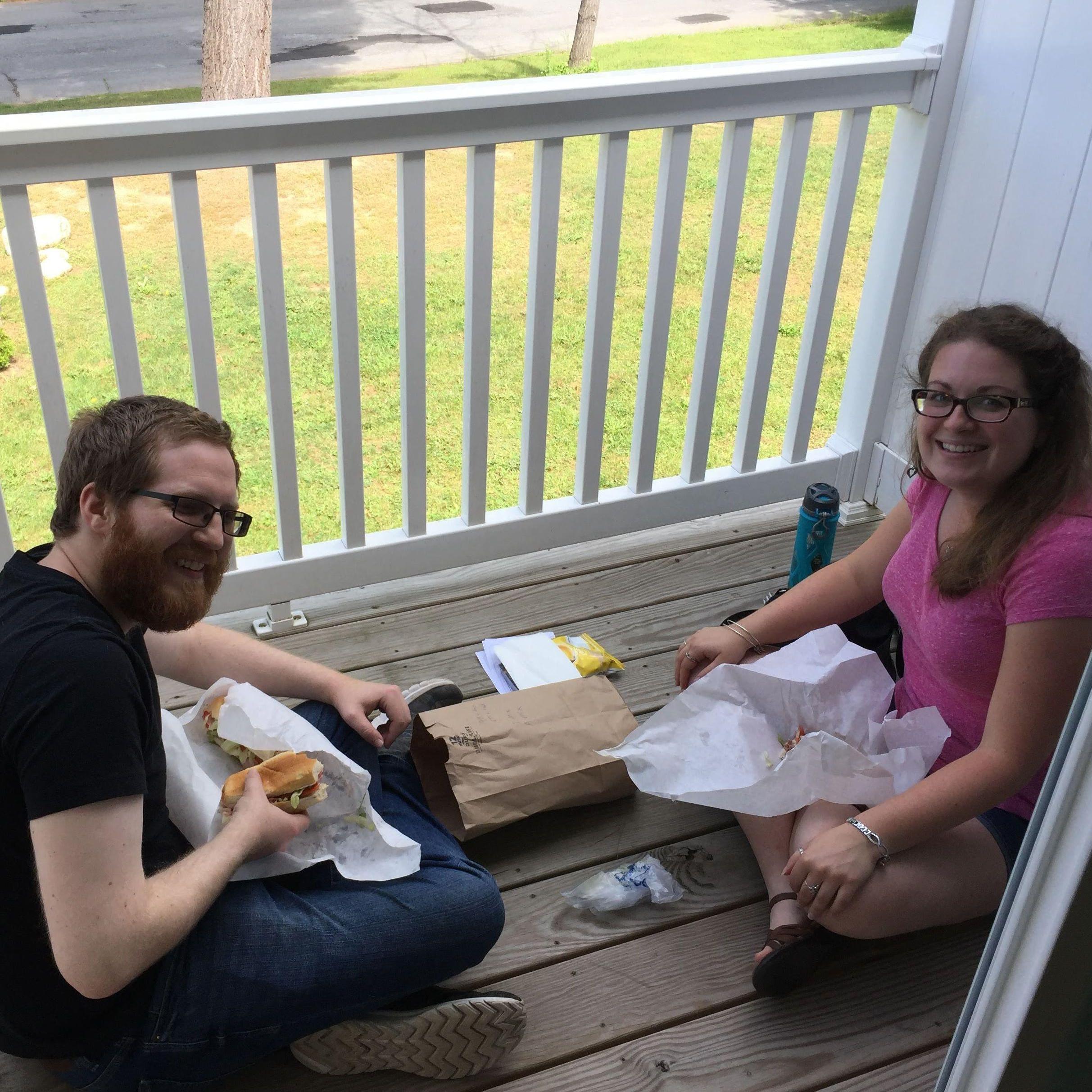 First meal in our NY apartment, 2018