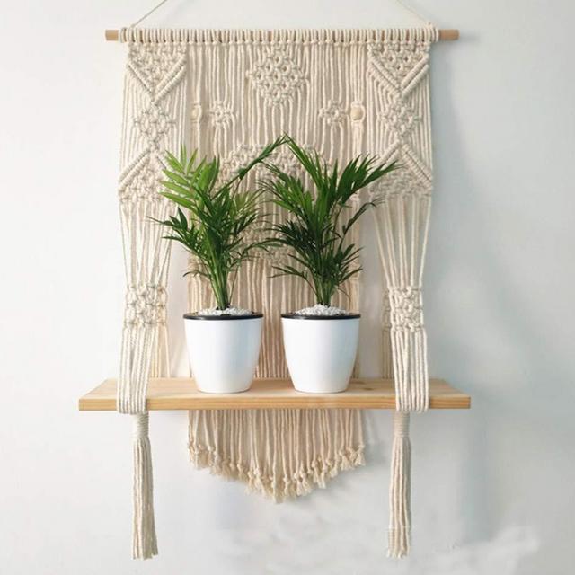 Woven Macrame Plant Hanger Wall Hanging Indoor Outdoor Plant Pot Basket Holder