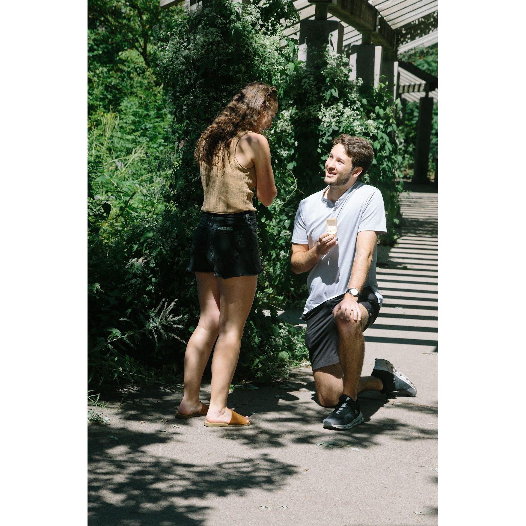 Steven proposed to Olivia in Minnehaha Falls Park in Minnesota. It was the easiest Yes!
