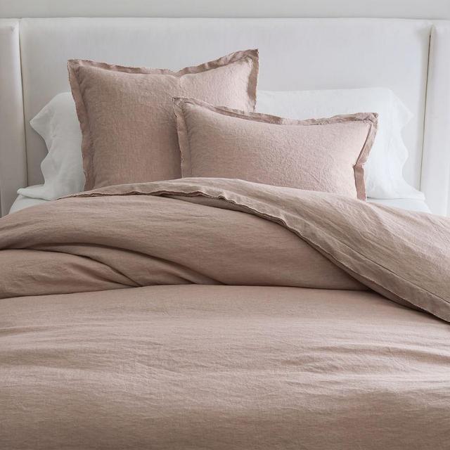 Belgian Flax Linen Double Flange Duvet, Smoky Quartz, King/Cal. King