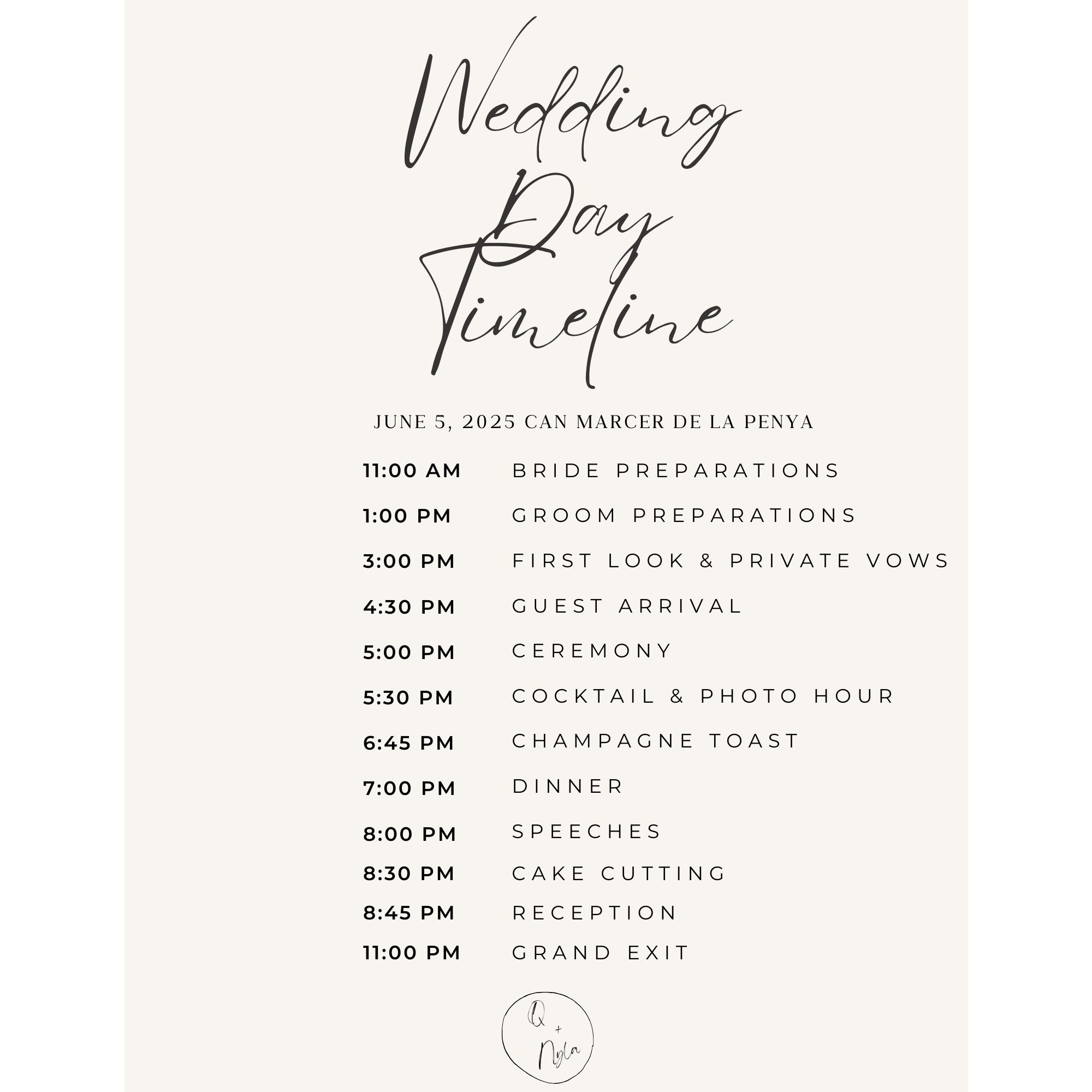 Wedding Day Timeline