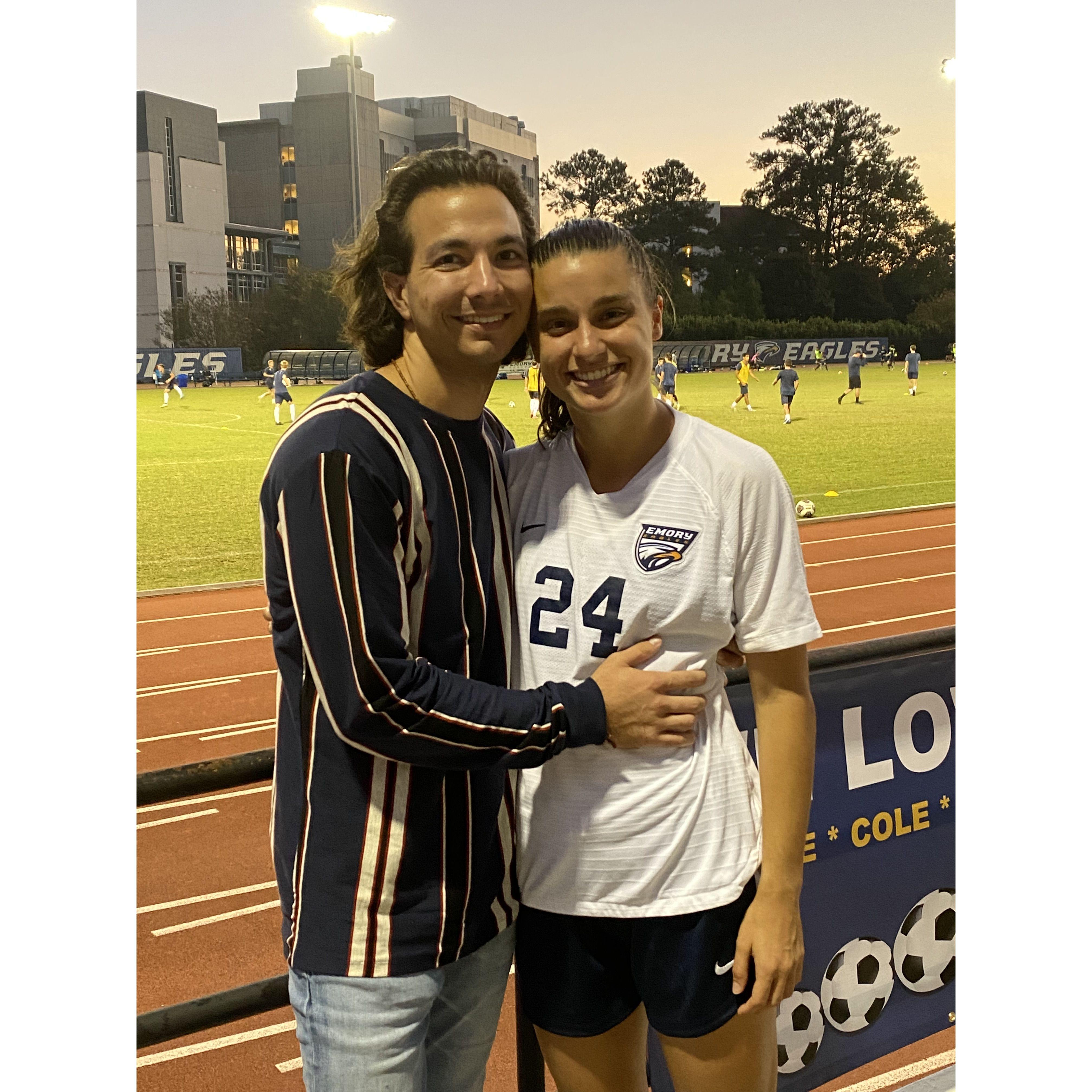 Supporting Samantha in her last season of college soccer at Emory! Fall 2021