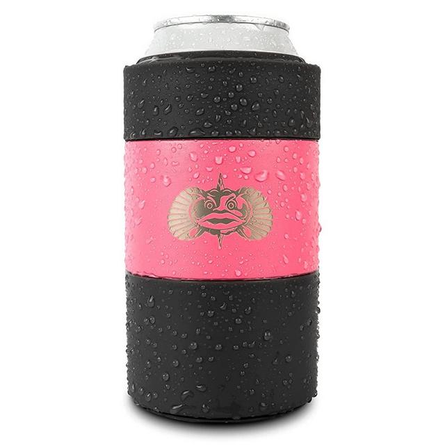 Toadfish Non-Tipping Can Cooler for 12oz Cans - Suction Cup Cooler for Beer & Soda - Includes Slim Can Adapter - Stainless Steel Double-Wall Vacuum Insulated Cooler - Pink