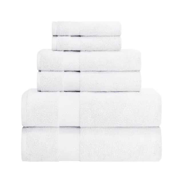 Fast-Drying Zero-Twist Cotton Assorted 6-Piece Towel Set, White - Blue Nile Mills