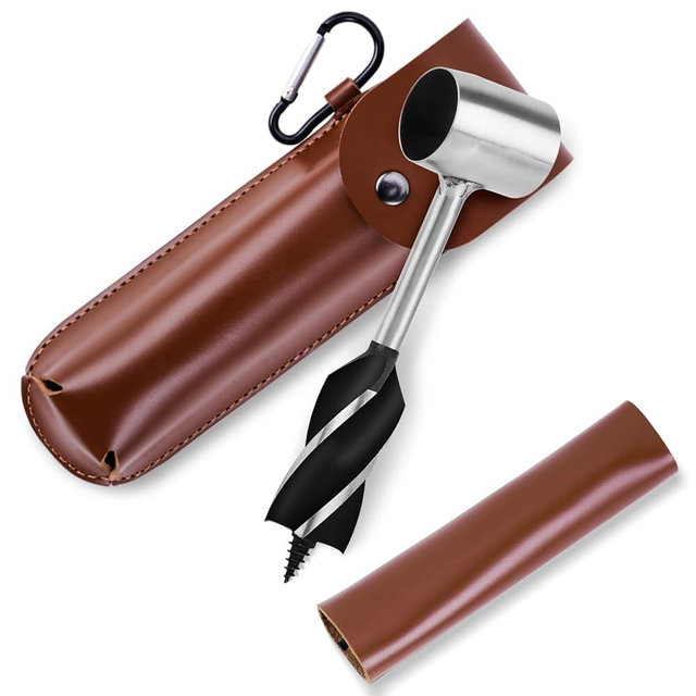 Olaismln Settlers Tool Survival Hand Auger Wood Drill, Scotch Eye Auger Drill and Bushcraft Settlers Auger Tool for Camping, Outdoor, with Protective Box & Hook