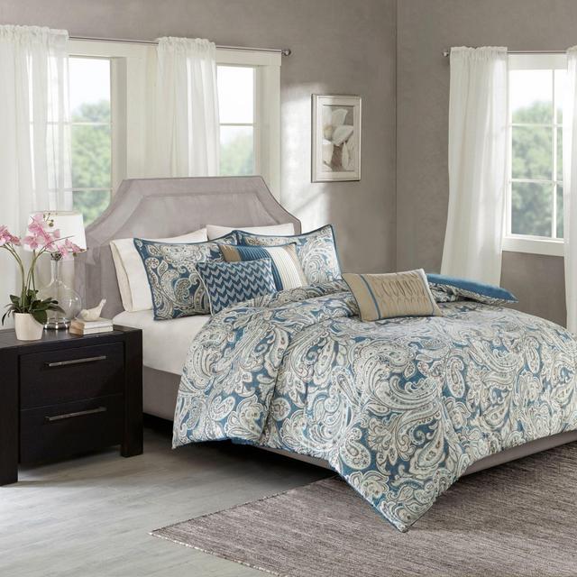 Madison Park Gabby 7-Piece Queen Comforter Set in Blue