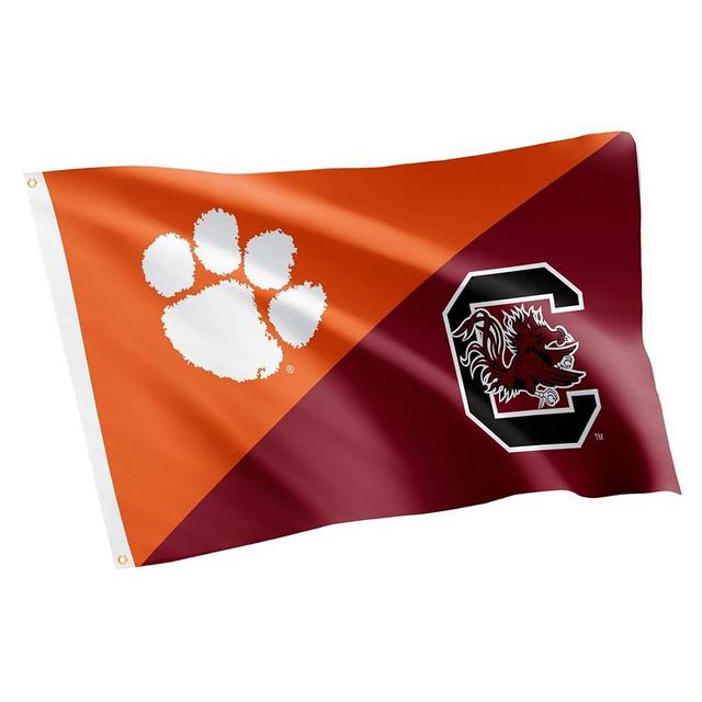 Desert Cactus Clemson x South Carolina Rivals Flag Clemson University Tigers University of South Carolina Gamecocks USC Banners 100% Polyester Indoor Outdoor 3x5 feet Flags (Split Rival Flag)